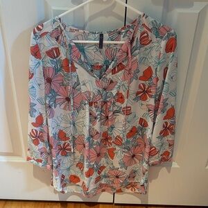 Floral Women's Top - Pink and Blue